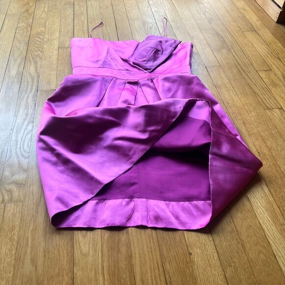 100% Silk Rickie Freeman Teri Jon size 12 Pink Fuchsia Spaghetti Strap Dress - Picture 6 of 16